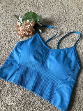 all in motion Bright Blue Seamless Crop Sports Bra